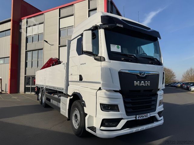 Flatbed truck MAN TGX 26.470 BL 6x2-4 Pritsche mit FassiF235 Kran