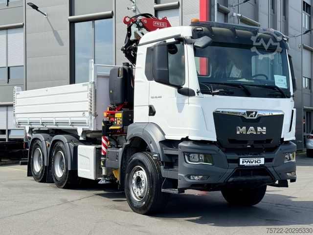 Three-sided tipper truck MAN TGS 26.480 6x4 Krankipper Fassi/SOFORT VERFÜGBAR