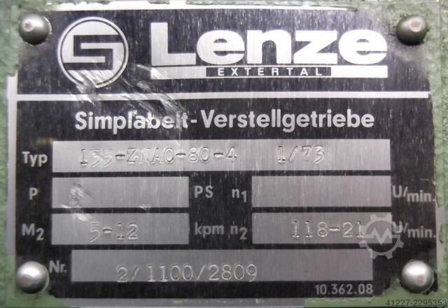 Adjustable gear motor 0.75 kW 21-118 rpm Lenze 155-ZNA0-80-4