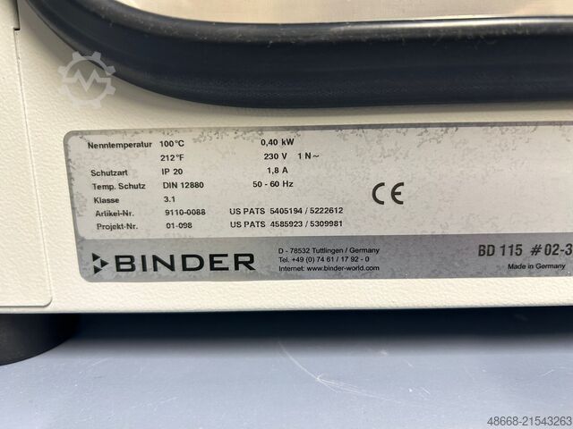 Trockenschrank Inkubator Wärmeschrank Binder BD 115
