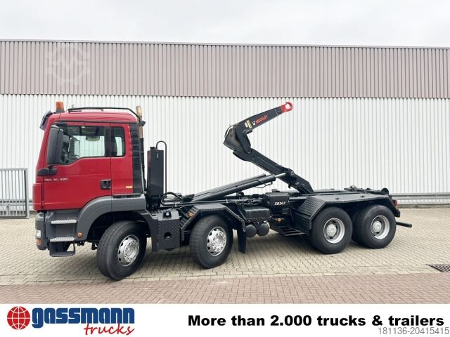 Abrollkipper MAN TGS 35.400 8x4 BL, Schub-Knick bis 6,5m Container