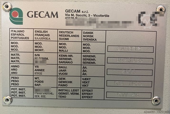 Sheet metal deburring/polishing machine GECAM G65RRR with Wet Dust Extractor