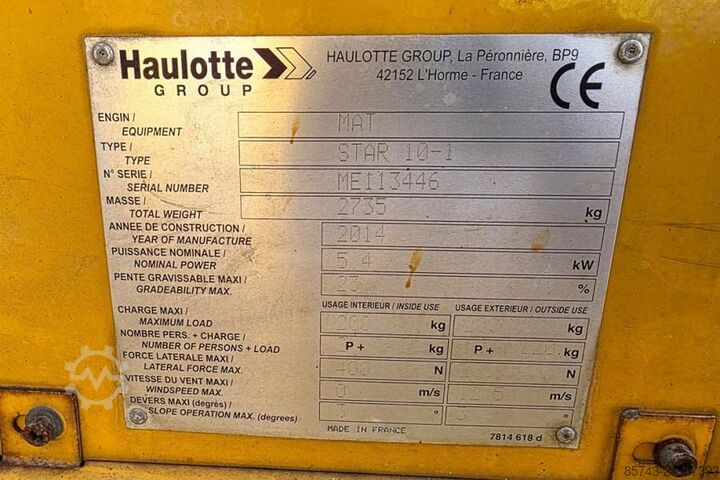 Scissor lift Haulotte STAR 10 Electric, 10m Working Height, 3m Reach, 20