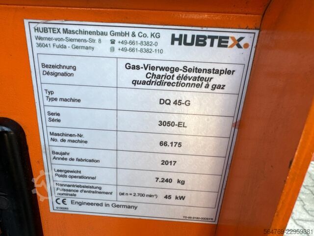 4-way forklift Hubtex DQ45 G //LPG//Triple//Only 1116 hours !