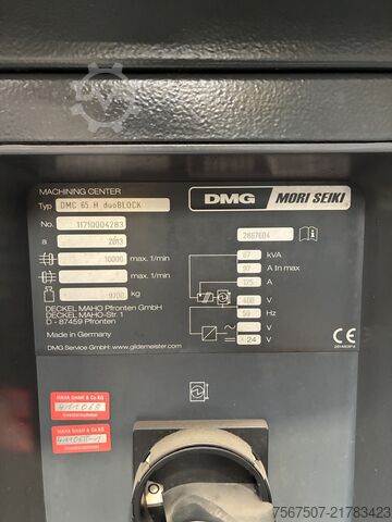 Horizontal machining center DMG MORI DMC 65 H duoBLOCK