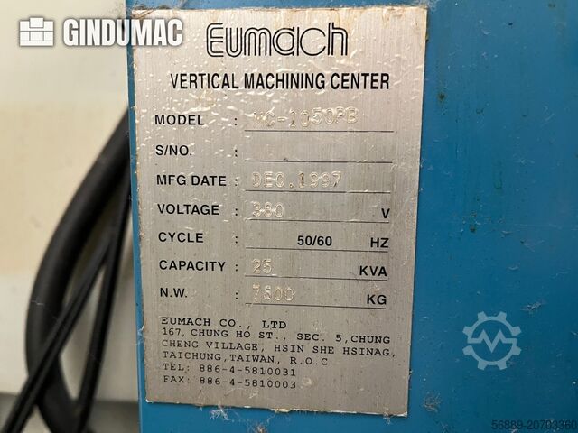 VERTIKALES BEARBEITUNGSZENTRUM Eumach MC1050 PB