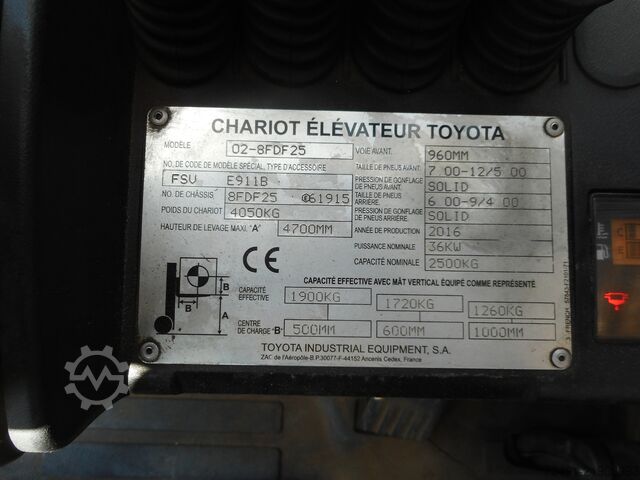 Forklift Toyota 02-8FDF25 Triplex + SS + ZV + Kabine