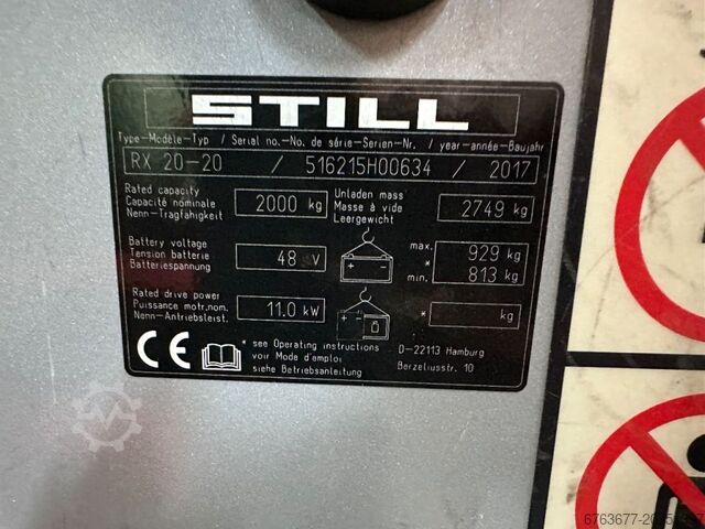 Still RX20-20 Heftruck Duplo 465 Sideshift elektrisch 2017 STILL RX 20-20