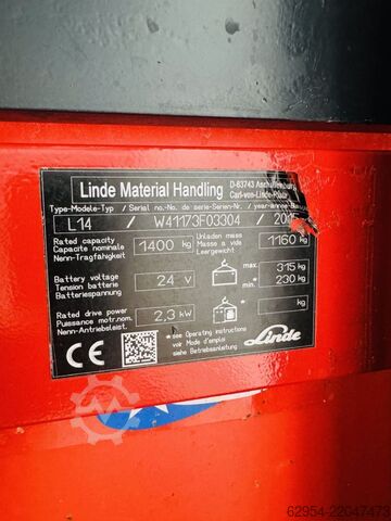 High Lift stacker Linde L 14 i Triplex Batterie Bj.22