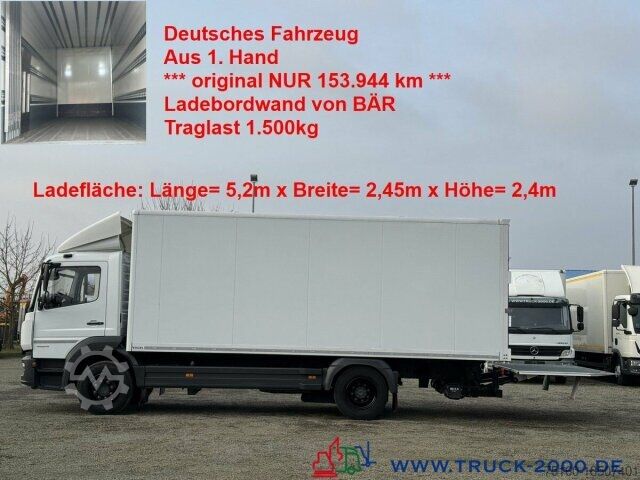 Box truck Mercedes-Benz Atego 1524 Koffer LBW BÄR 1.500 kg Kamera Klima