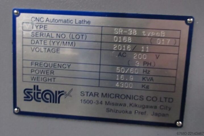Swiss type turning automatic lathe Star SR38