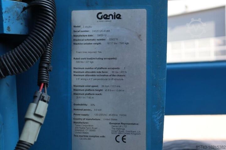 Gelenkteleskoparbeitsbühne Genie Z45/25J Bi-Energy Diesel / Battery, 4x2 Drive, 16m