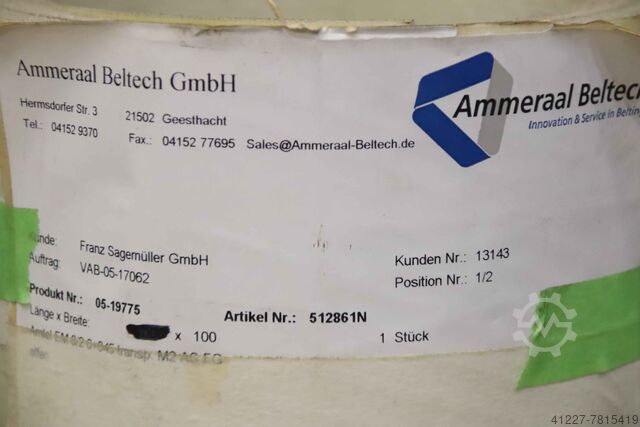 Förderbandgurt Breite 100 mm Ammeraal Beltech EM 8/2 0+045 transp.