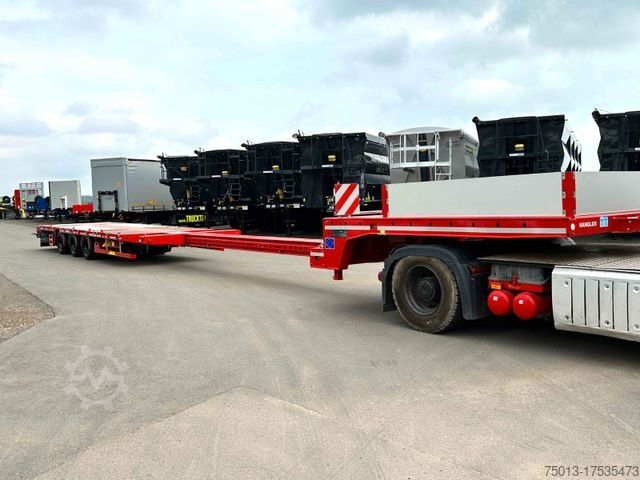 Low loader semitrailer Hangler Tele 7,5 M., Lenkachse, wie NEU