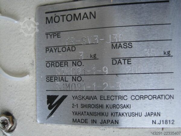 Industrial robot Yaskawa Motoman YR-SV3-J30