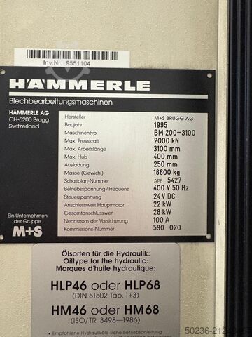 Abkantpresse Haemmerle BM 200-3100