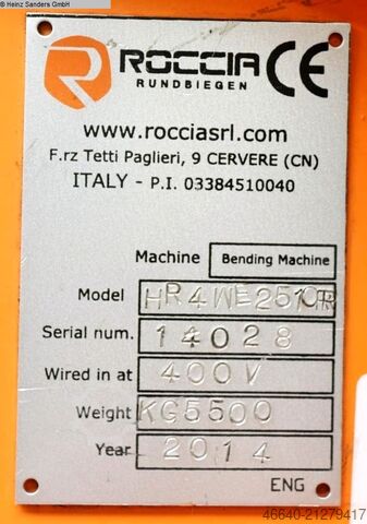 Blechbiegemaschine - 4 Walzen ROCCIA HR4WE 2510