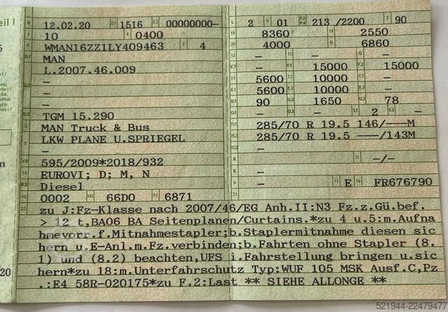 LKW mit Pritsche & Plane MAN MAN TGM 15.290 Stapleraufnahme Edscha