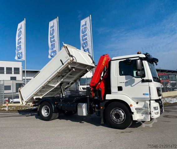 Three-sided tipper truck MAN TGM18.320/Meiller/Kipper/PK14.501/Funk/NL8To/Top