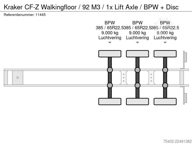 Walking floor Kraker CF-Z Walkingfloor / 92 M3 / 1x Lift Axle / BPW ...