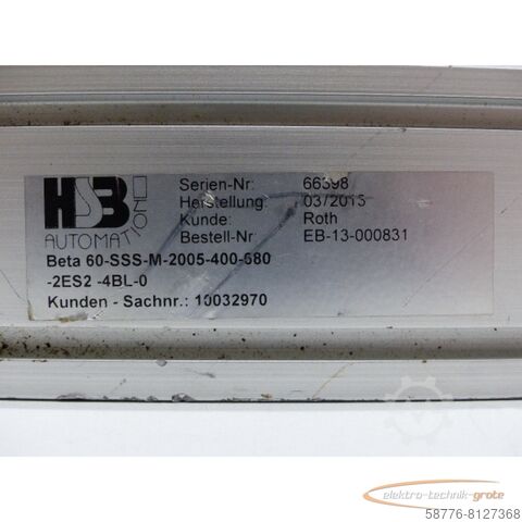 Komponente  HSB Automation Beta 60-SSS-M-2005-400-680-2ES2-4BL-0 Mechanische Lineareinheit
