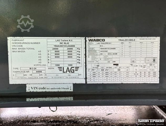Trailer LAG M-3-24 + PIET RUIZEVELD DS LIFT AXLE 72.000 KM S