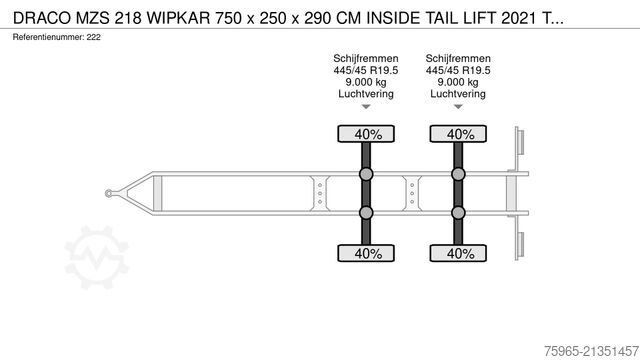 Reefer trailer  Draco MZS 218 WIPKAR 750 x 250 x 290 CM INSIDE T