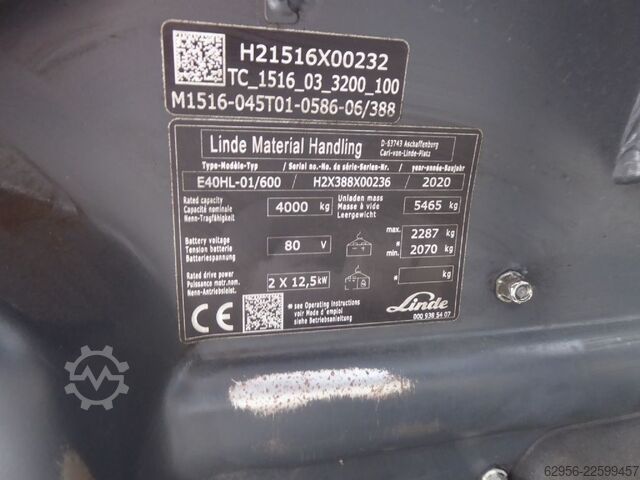 Electric 4-wheel forklift Linde E40HL-01/600