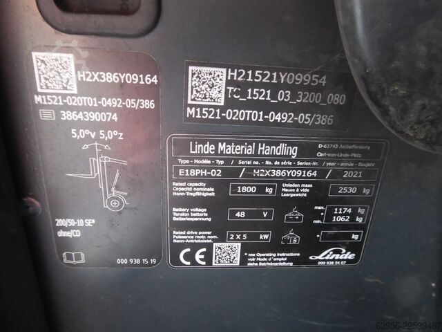 Electric 3-wheel forklift Linde E18-02