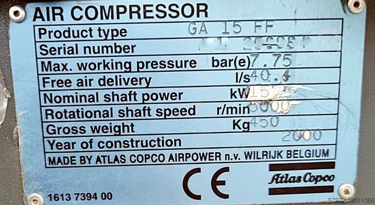 Kompressor Atlas Copco GA 15 FF
