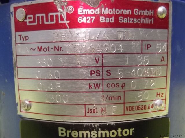 Electric motor 0.45 kW 1300 Rpm Emod HB 71L/4 WU