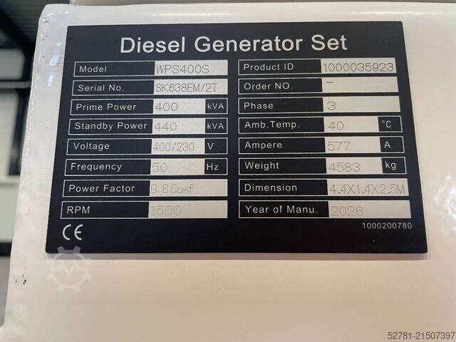 Aggregat Perkins 2206C-E13TAG3 - 440 kVA Generator - DPX-20017