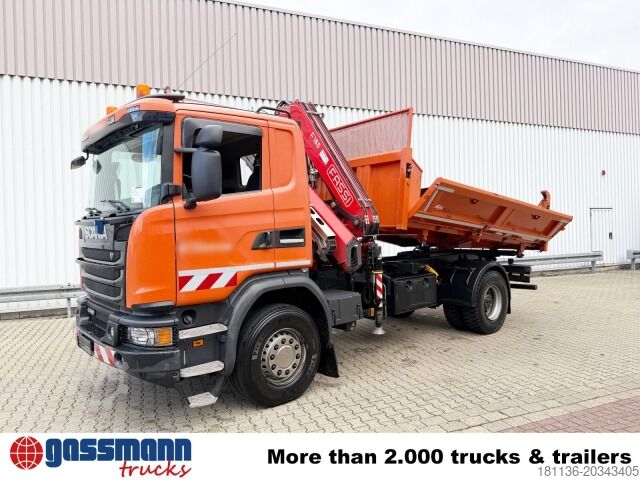 Tipper truck Scania G 450 4x2, Bordmatik, Kran Fassi F185A.2.24, Funk