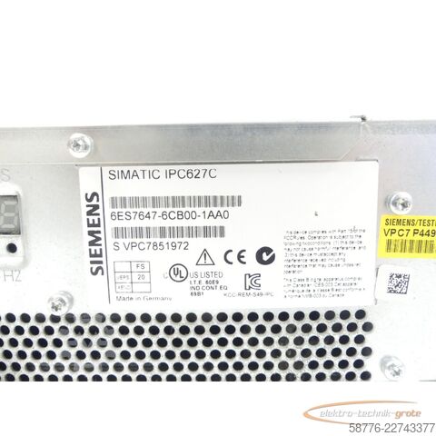 Komponente Siemens Simatic IPC627C / 6ES7647-6CB00-1AA0 Industrielles Box-PC SN SVPC7851972
