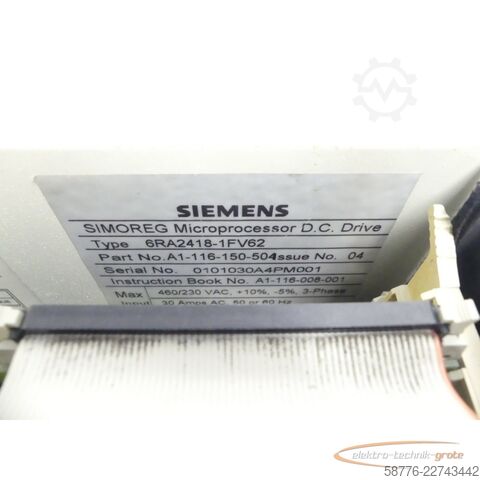 Komponente Siemens SIMOREG 6RA2418-1FV62 K - Stromrichtergerät SN: 0101030A4PM001