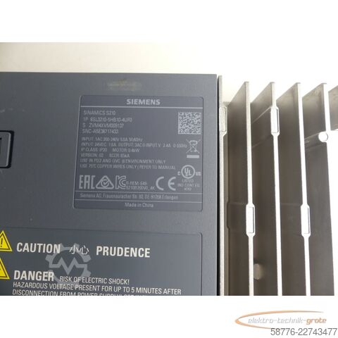 Komponente Siemens Sinamics S210 6SL3210-5HB10-4UF0 Umrichter SN:ZVM4XVM009140 0,4kW 240V~-ungebr.-