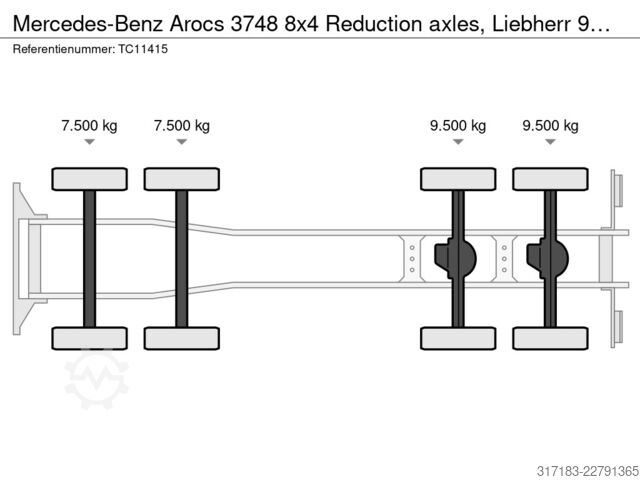 Mixer Mercedes-Benz Arocs 3748 8x4 Reduction axles, Liebherr 9m3