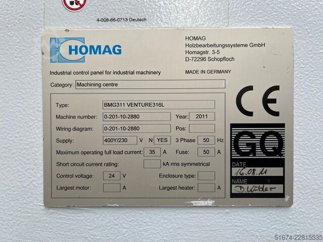 Bearbeitungszentrum HOMAG BMG311 Venture316L