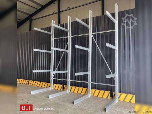 Kragarmregal ca. 4,16 lfm. Kragarmregal H: 416 cm T: 137 cm , 500kg/Arm , 4 Lagerebenen