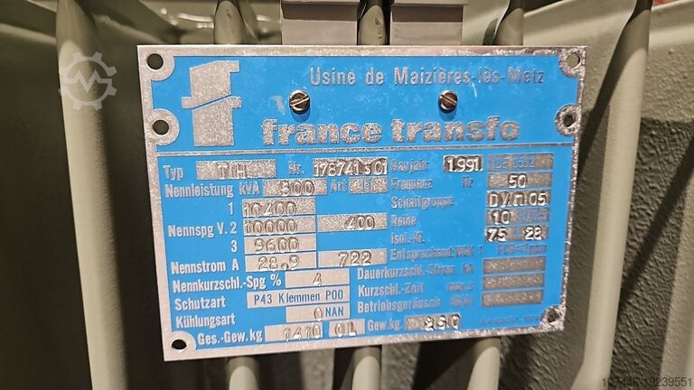 Transformer france transfo 500 kVA 10/0,4 kV Dyn05