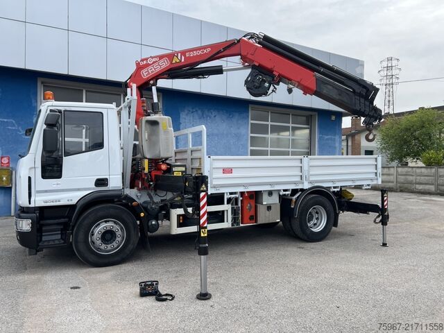 Truck with fixed flatbed and crane Iveco Eurocargo 180e28