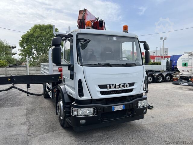 Truck with fixed flatbed and crane Iveco Eurocargo 180e28