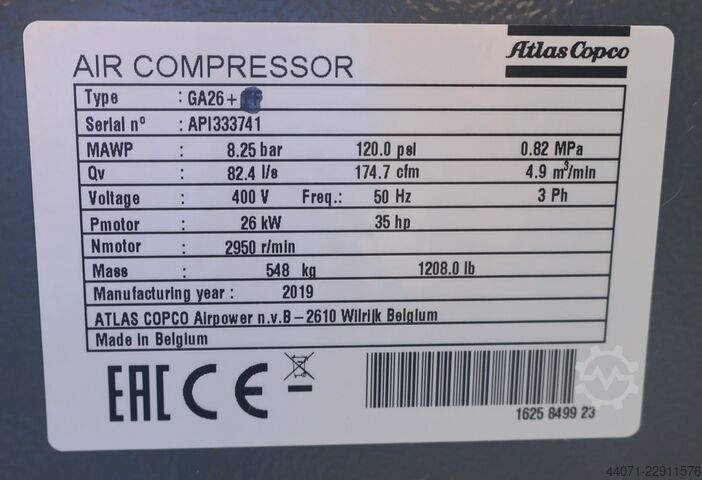Screw compressor GA26+ Atlas Copco GA26+