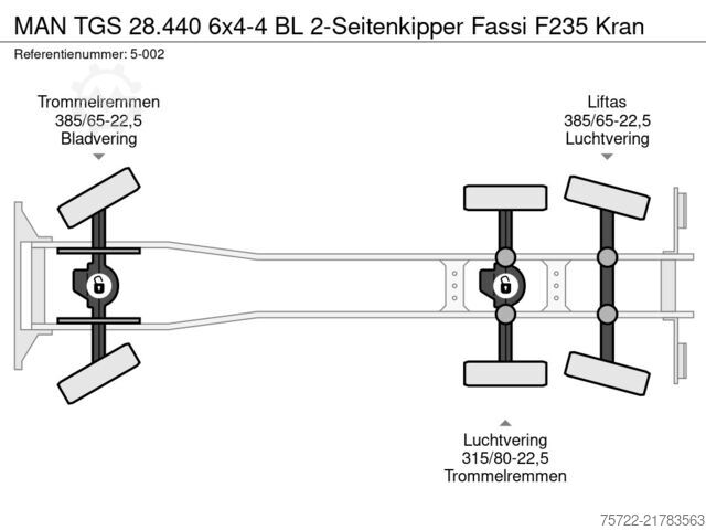 Kipper mit Kran MAN TGS 28.440 6x4-4 BL 2-Seitenkipper Fassi F235 Kran