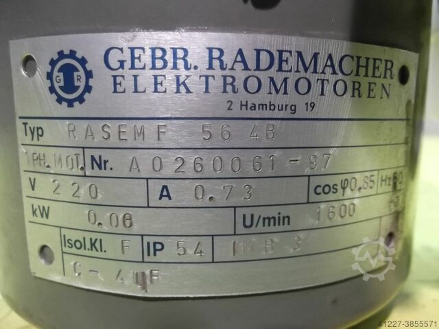 Electric motor 0.06 kW 1600 Rpm 220 V Gebr. Rademacher RASEMF564B