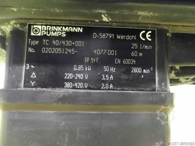 Electric motor 0.85 kW 2800 Rpm Brinkmann pumps TC40/430+001