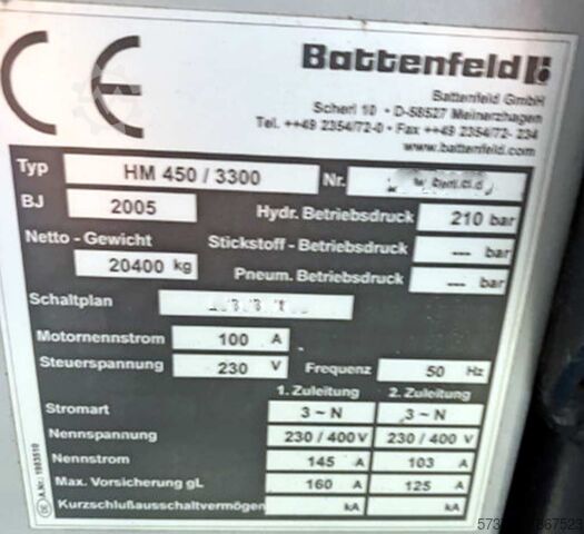 Injection Moulding Machine Battenfeld HM 450/3300