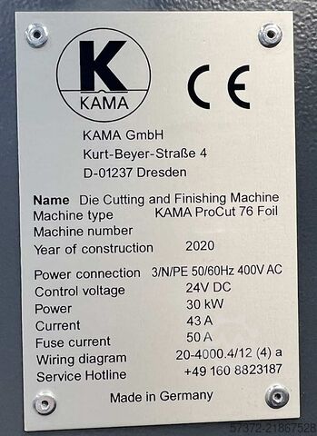 Punching and Embossing Machine Kama ProCut 76 Foil