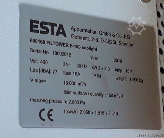 Stationäre Abgasanlage ESTA Filtower F-160