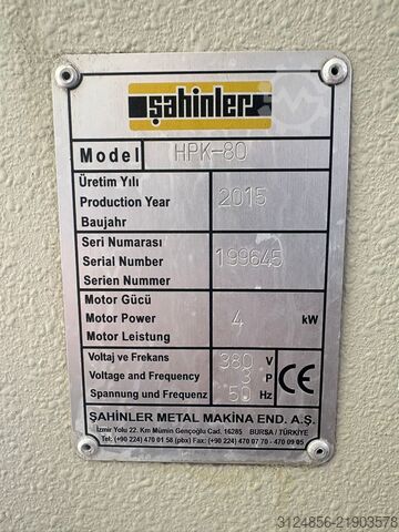 Profile bending machine Sahinler HPK 80